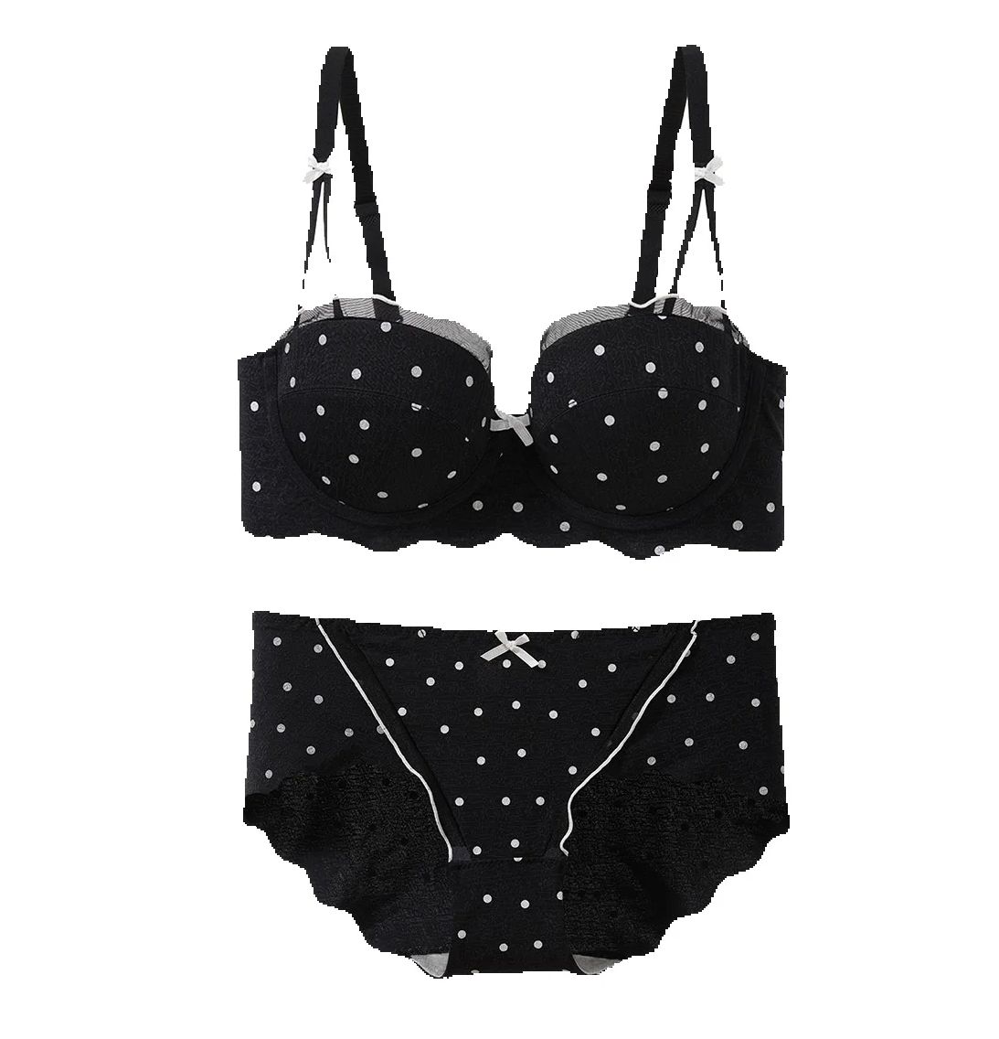 Cotton Bra Everyday - Kanten bh-set met stippen, kleine buste,