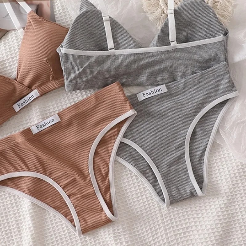 Cotton Bra Everyday - Vrouwen Katoenen Bh Set Sexy Slips