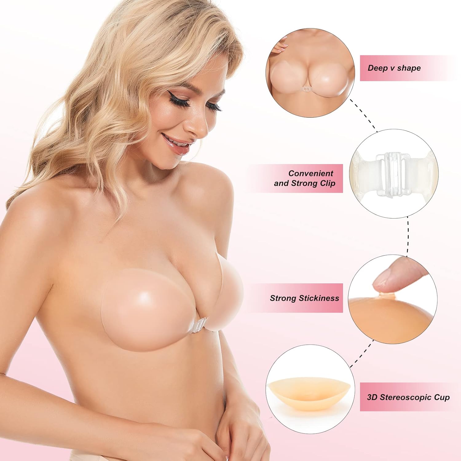 Zelfklevende push-up bh's, onz - Push Up Bra Silicone recensie en prijs